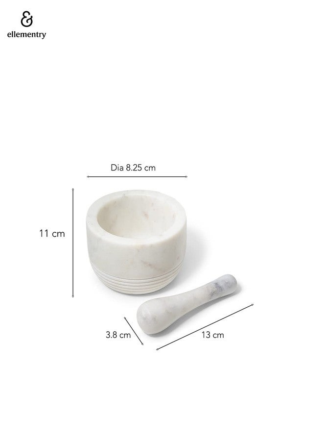 Ellementry White Marble Mortar & Pestle, Stone Grinder for Spices & Seasoning - Image 4
